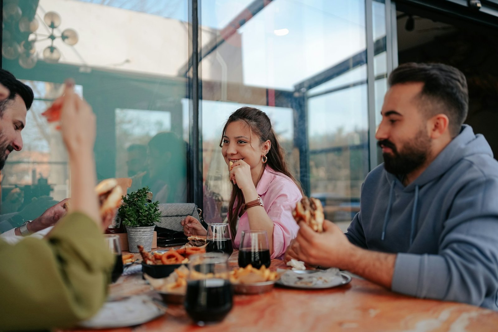 family in restaurant
